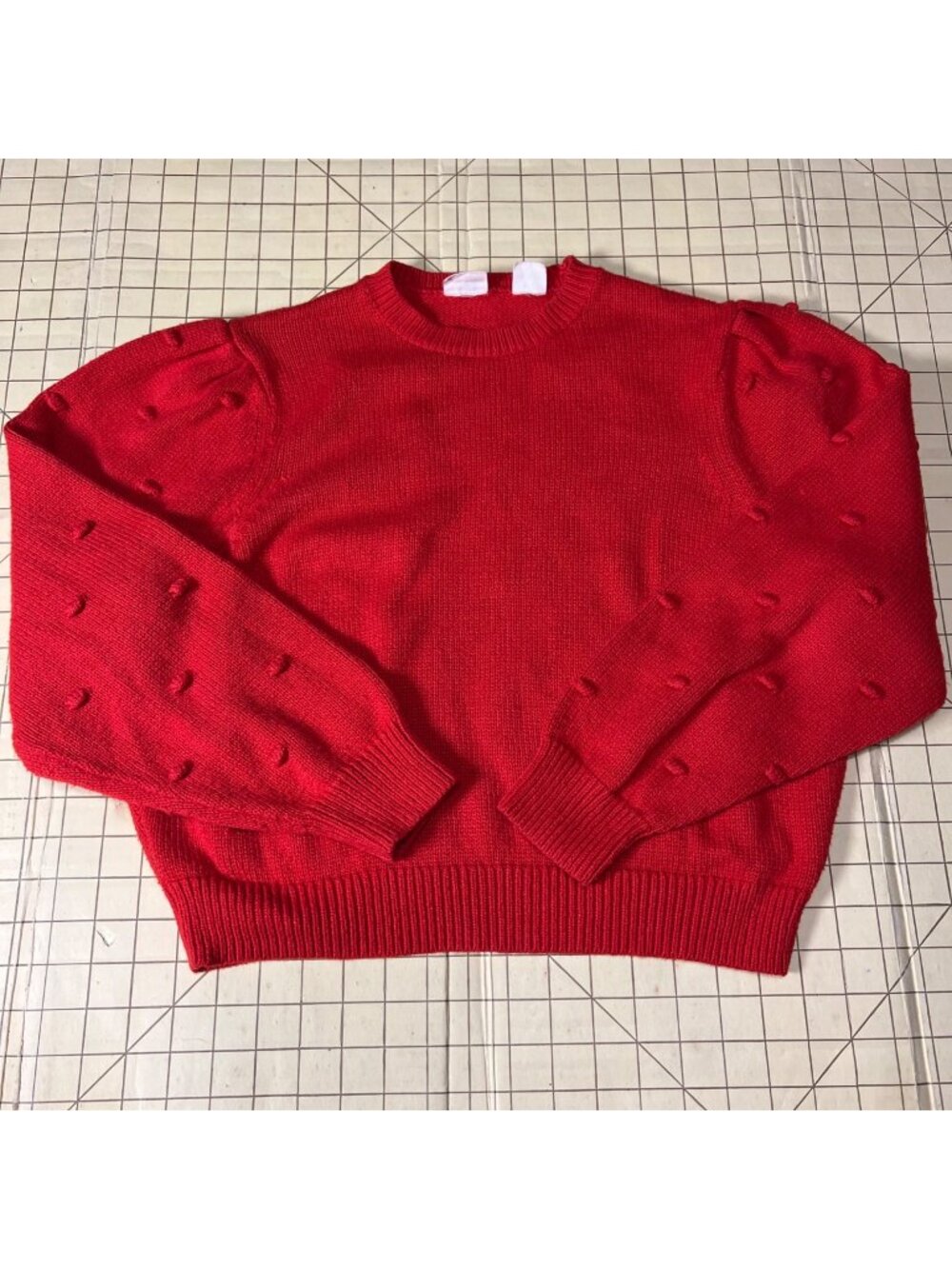 Levis Womens Red Knit Sweater With Textured Dot Sleeves Size Small